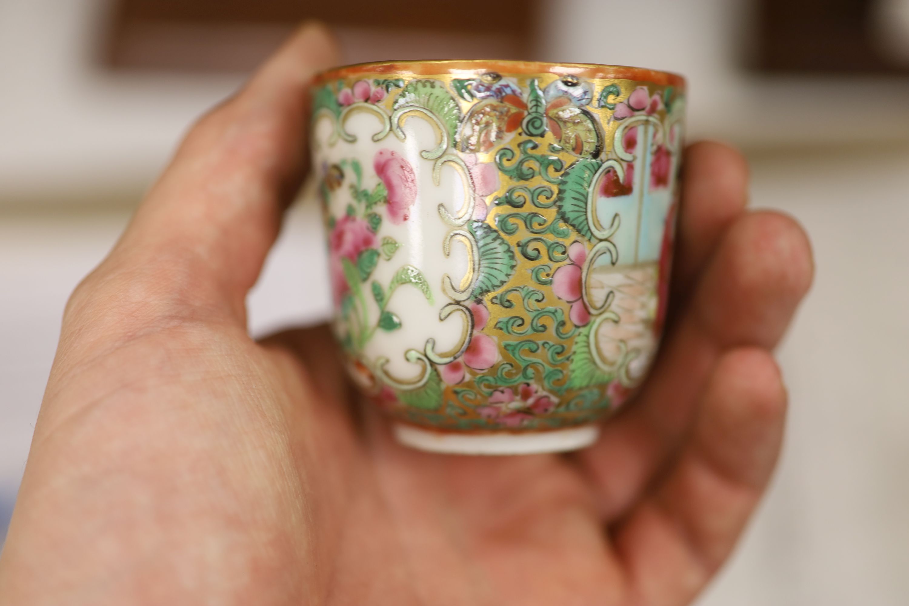 A 19th century Chinese famille rose five piece porcelain tea set